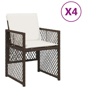 vidaXL Chaises de jardin avec coussins 4 pcs Marron Résine tressée