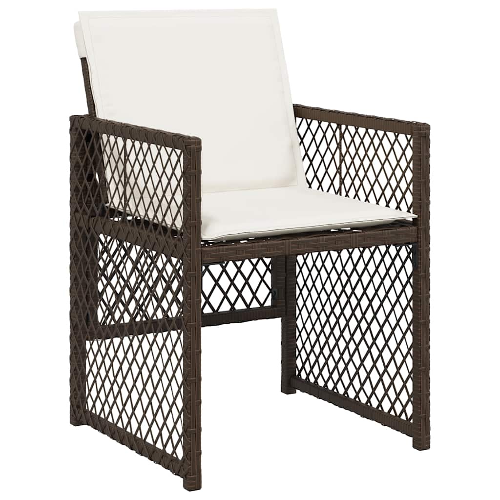 vidaXL Chaises de jardin avec coussins 4 pcs Marron Résine tressée