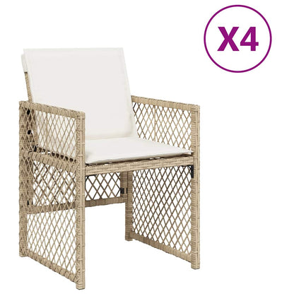 vidaXL Gartenstühle mit Kissen 4 Stk. Beige Poly Rattan