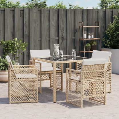 vidaXL Gartenstühle mit Kissen 4 Stk. Beige Poly Rattan