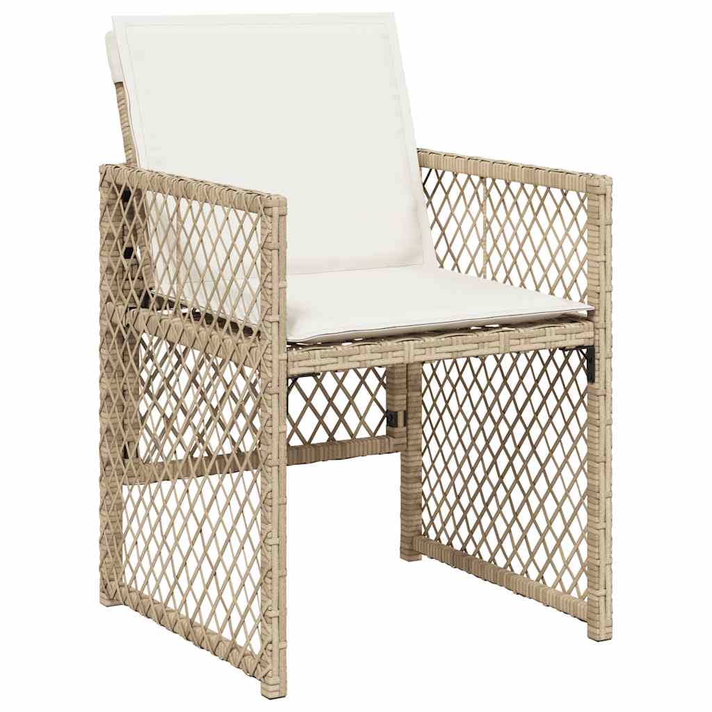 vidaXL Gartenstühle mit Kissen 4 Stk. Beige Poly Rattan