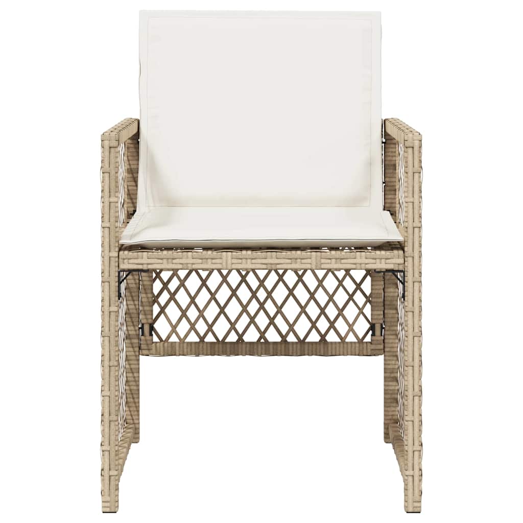 vidaXL Gartenstühle mit Kissen 4 Stk. Beige Poly Rattan