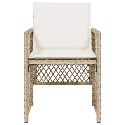 vidaXL Gartenstühle mit Kissen 4 Stk. Beige Poly Rattan