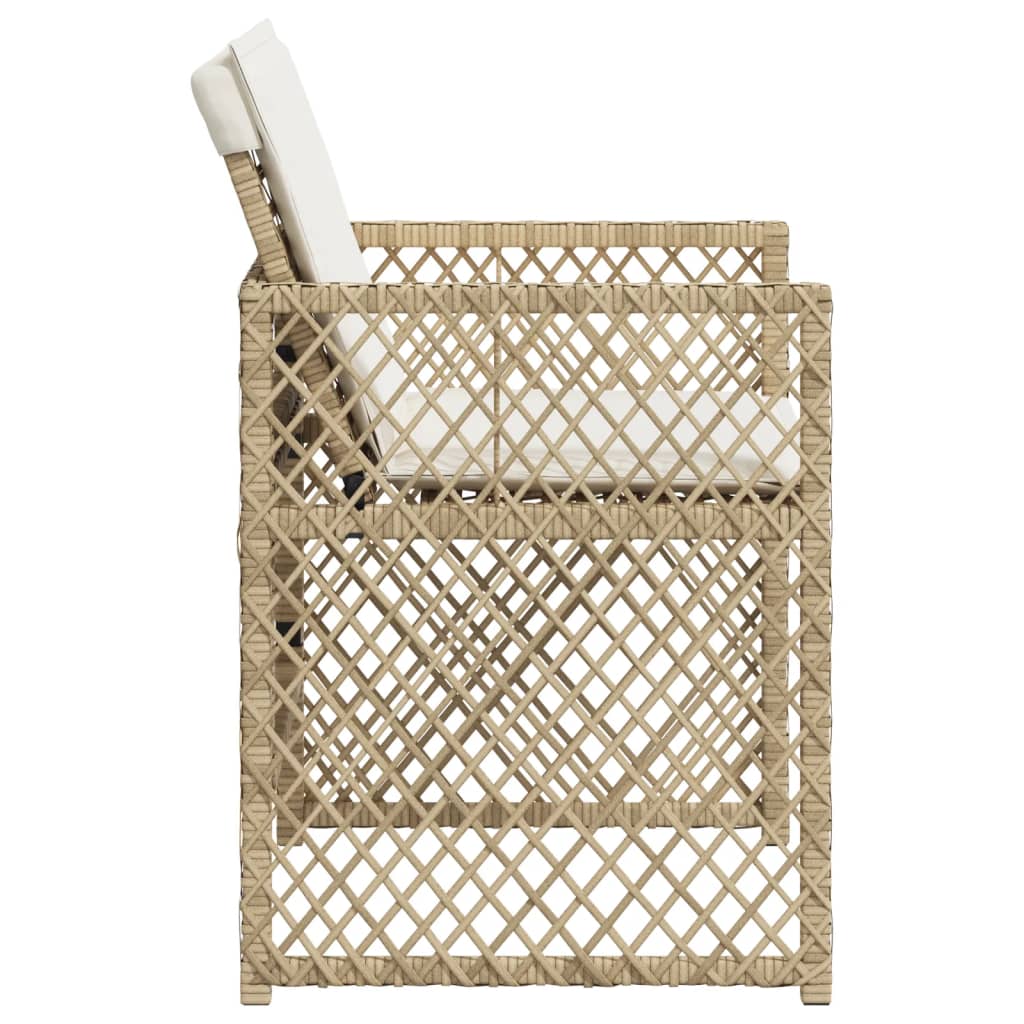 vidaXL Gartenstühle mit Kissen 4 Stk. Beige Poly Rattan
