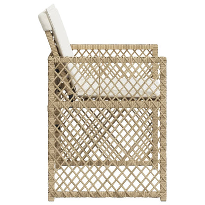 vidaXL Gartenstühle mit Kissen 4 Stk. Beige Poly Rattan