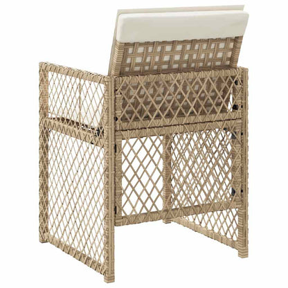 vidaXL Gartenstühle mit Kissen 4 Stk. Beige Poly Rattan