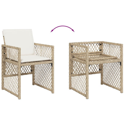 vidaXL Gartenstühle mit Kissen 4 Stk. Beige Poly Rattan