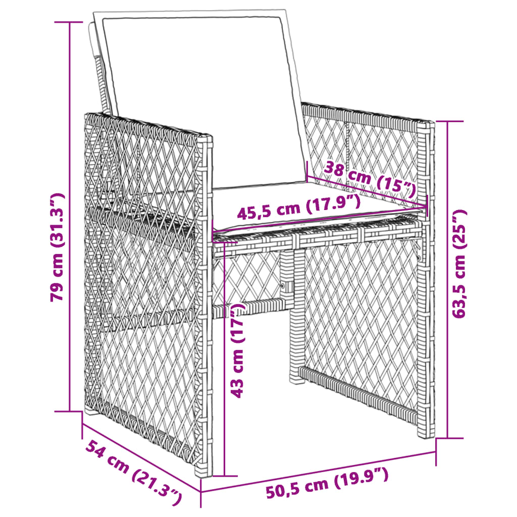 vidaXL Gartenstühle mit Kissen 4 Stk. Beige Poly Rattan