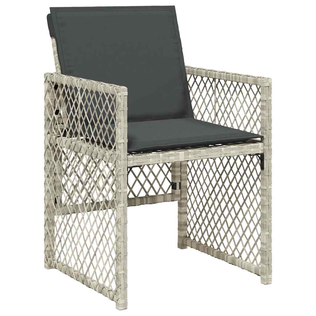 vidaXL Gartenstühle mit Kissen 4 Stk. Hellgrau Poly Rattan