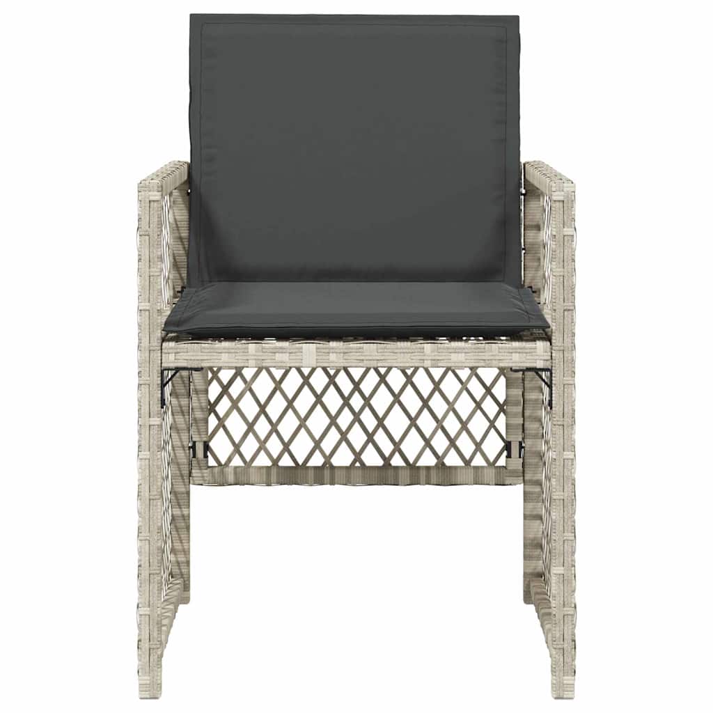 vidaXL Gartenstühle mit Kissen 4 Stk. Hellgrau Poly Rattan