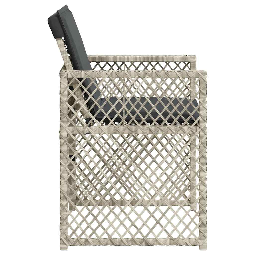 vidaXL Gartenstühle mit Kissen 4 Stk. Hellgrau Poly Rattan