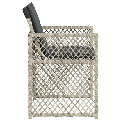 vidaXL Gartenstühle mit Kissen 4 Stk. Hellgrau Poly Rattan