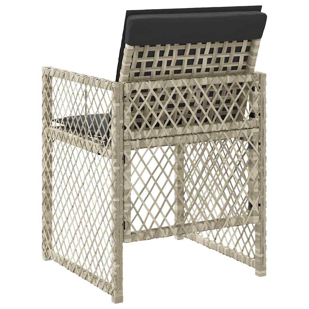 vidaXL Gartenstühle mit Kissen 4 Stk. Hellgrau Poly Rattan