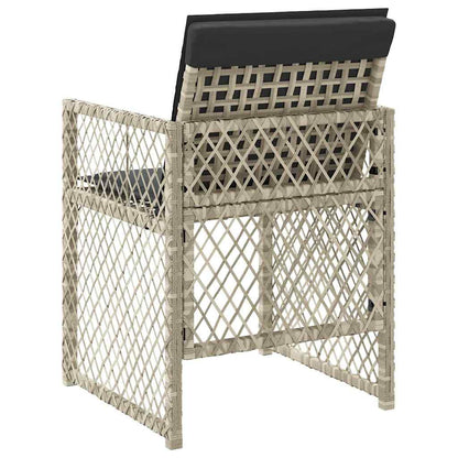 vidaXL Gartenstühle mit Kissen 4 Stk. Hellgrau Poly Rattan