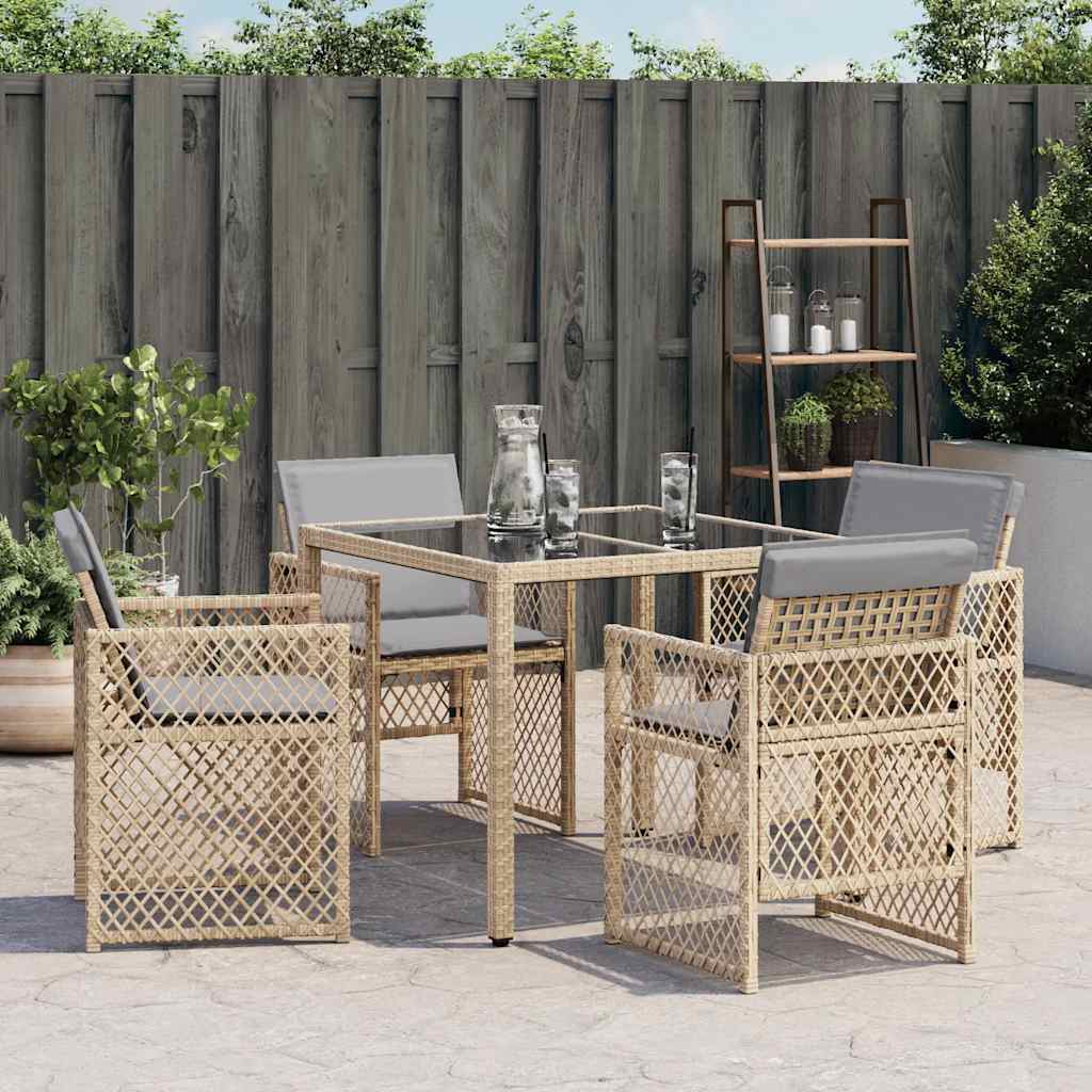 vidaXL Gartenstühle mit Kissen 4 Stk. Beigemischung Poly Rattan