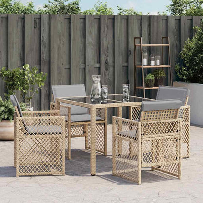 vidaXL Gartenstühle mit Kissen 4 Stk. Beigemischung Poly Rattan