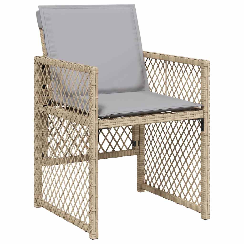 vidaXL Gartenstühle mit Kissen 4 Stk. Beigemischung Poly Rattan