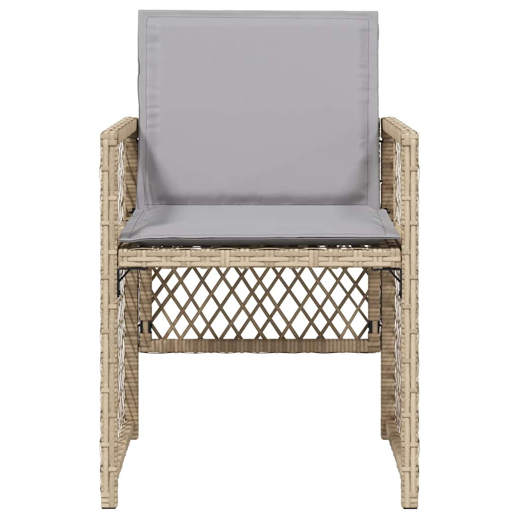 vidaXL Gartenstühle mit Kissen 4 Stk. Beigemischung Poly Rattan
