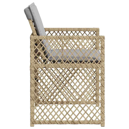 vidaXL Gartenstühle mit Kissen 4 Stk. Beigemischung Poly Rattan