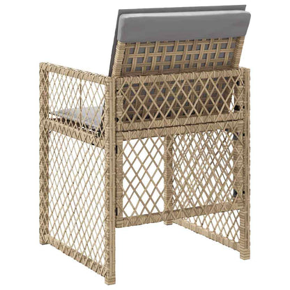 vidaXL Gartenstühle mit Kissen 4 Stk. Beigemischung Poly Rattan