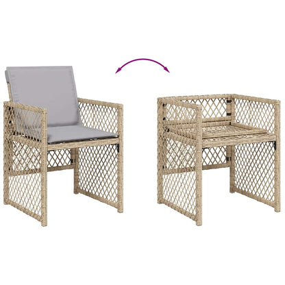 vidaXL Gartenstühle mit Kissen 4 Stk. Beigemischung Poly Rattan