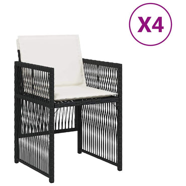 vidaXL Gartenstühle mit Kissen 4 Stk. Schwarz Poly Rattan