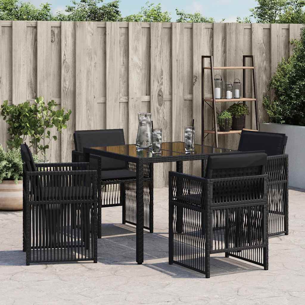 Gartenstühle mit Kissen 4 Stk. Schwarz Poly Rattan