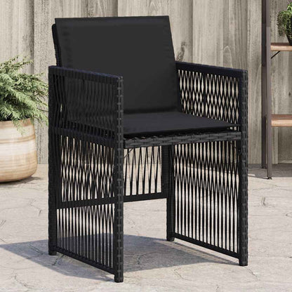Gartenstühle mit Kissen 4 Stk. Schwarz Poly Rattan