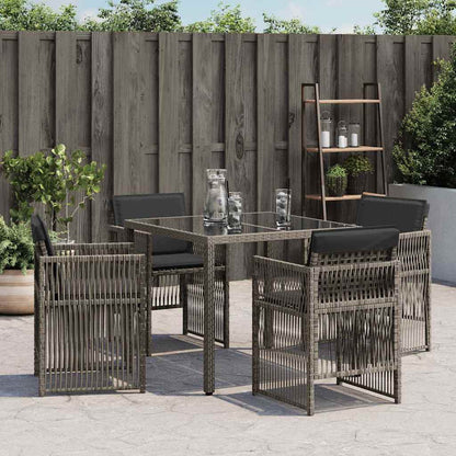 vidaXL Gartenstühle mit Kissen 4 Stk. Grau Poly Rattan