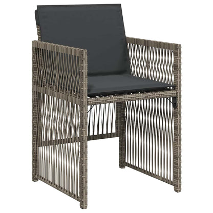 vidaXL Gartenstühle mit Kissen 4 Stk. Grau Poly Rattan