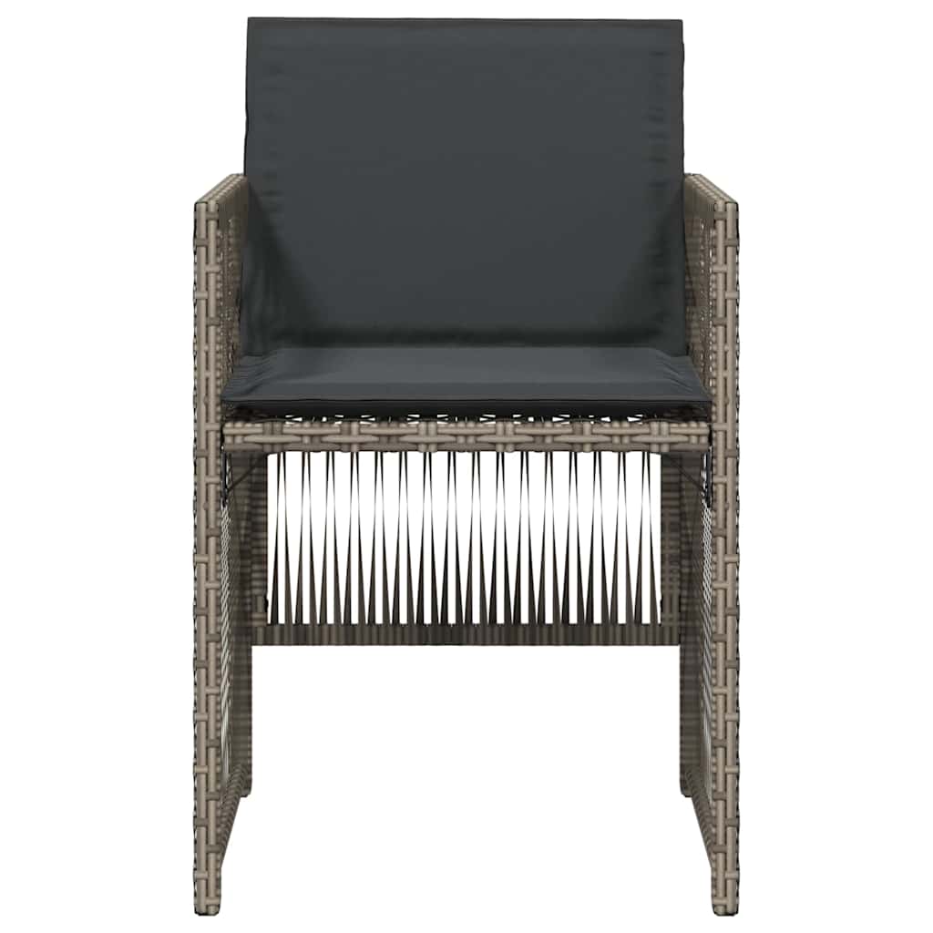 vidaXL Gartenstühle mit Kissen 4 Stk. Grau Poly Rattan