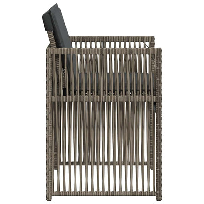 vidaXL Gartenstühle mit Kissen 4 Stk. Grau Poly Rattan