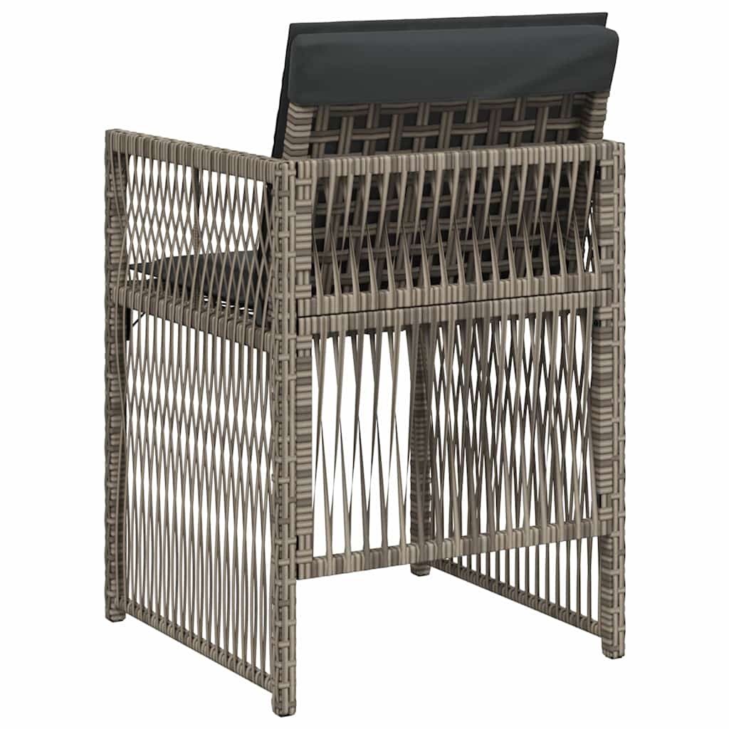 vidaXL Gartenstühle mit Kissen 4 Stk. Grau Poly Rattan
