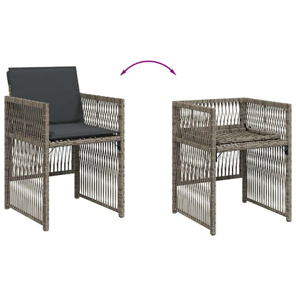 vidaXL Gartenstühle mit Kissen 4 Stk. Grau Poly Rattan