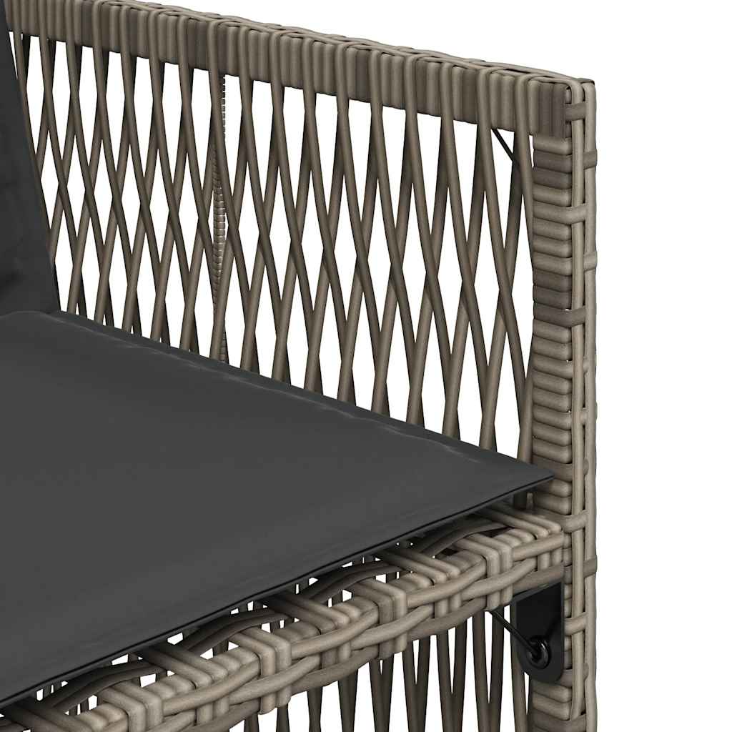 vidaXL Gartenstühle mit Kissen 4 Stk. Grau Poly Rattan
