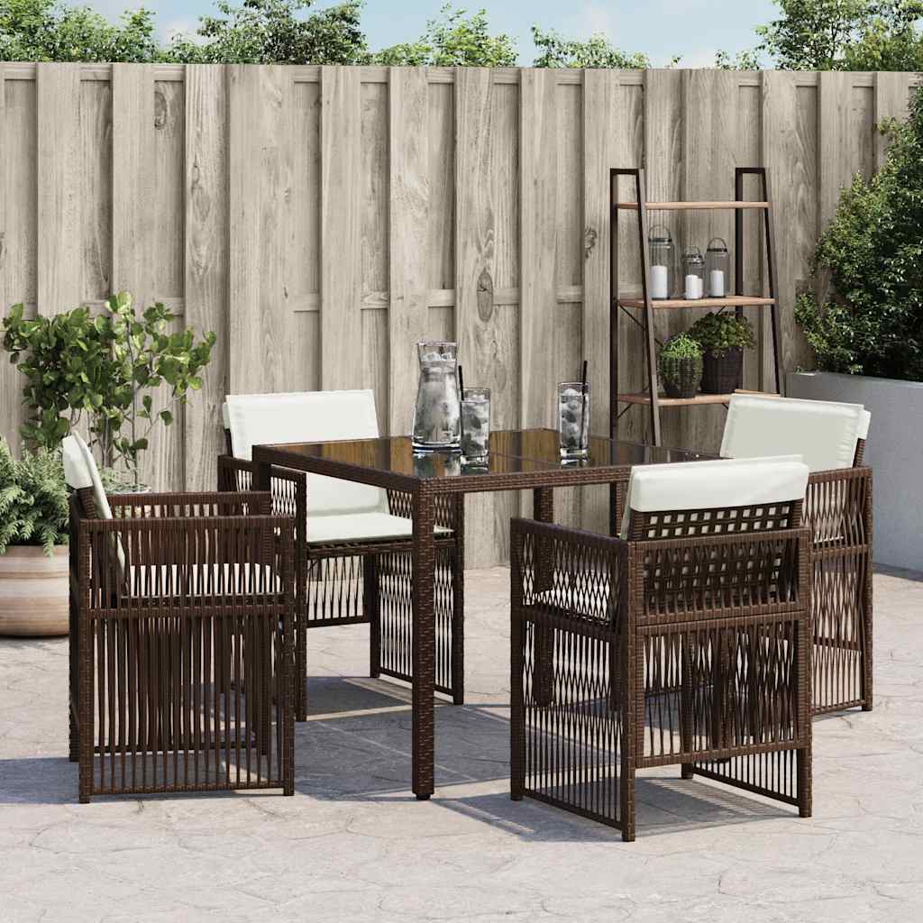 Gartenstühle mit Kissen 4 Stk. Braun Poly Rattan