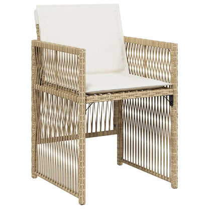 vidaXL Gartenstühle mit Kissen 4 Stk. Beige Poly Rattan