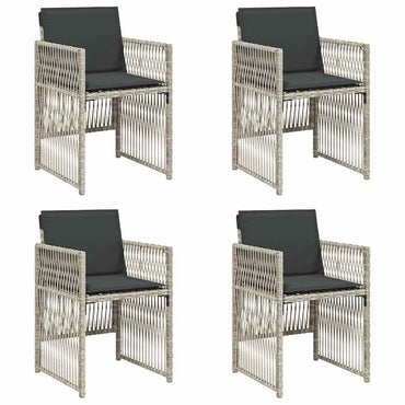 vidaXL Gartenstühle mit Kissen 4 Stk. Hellgrau Poly Rattan