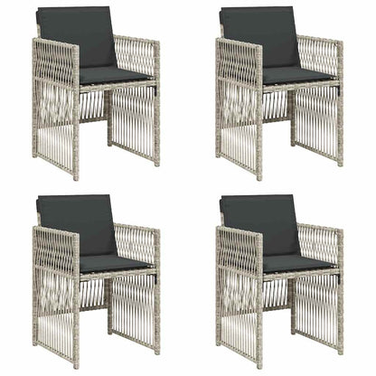 vidaXL Gartenstühle mit Kissen 4 Stk. Hellgrau Poly Rattan