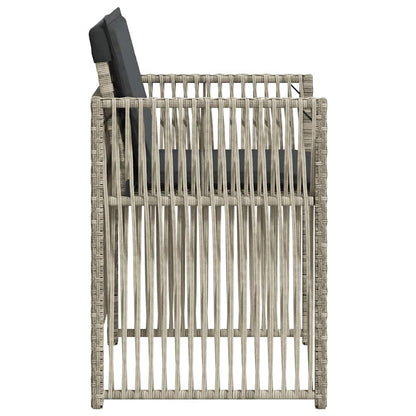 vidaXL Gartenstühle mit Kissen 4 Stk. Hellgrau Poly Rattan