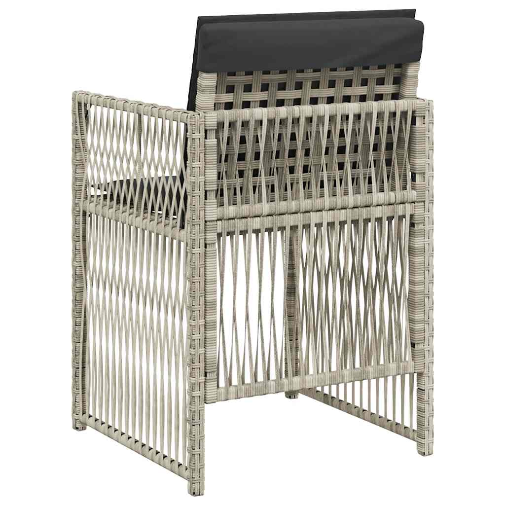 vidaXL Gartenstühle mit Kissen 4 Stk. Hellgrau Poly Rattan