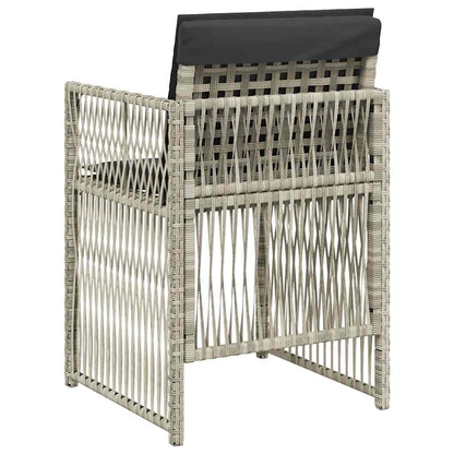 vidaXL Gartenstühle mit Kissen 4 Stk. Hellgrau Poly Rattan