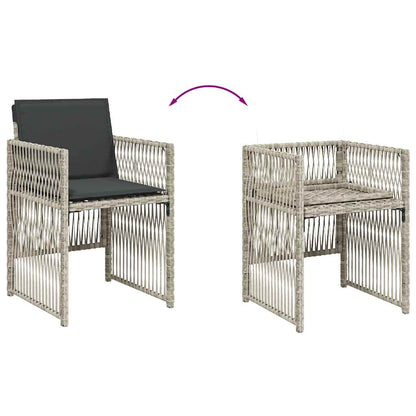 vidaXL Gartenstühle mit Kissen 4 Stk. Hellgrau Poly Rattan