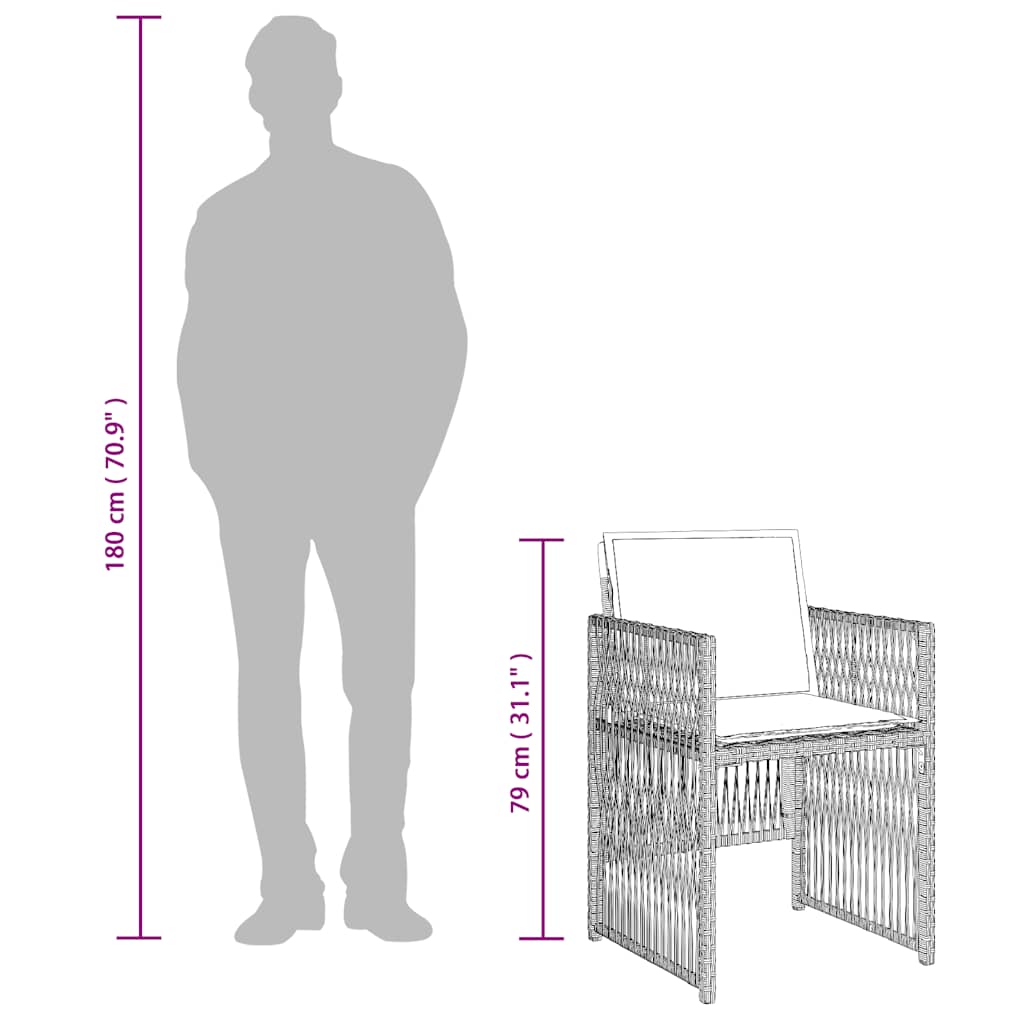 vidaXL Gartenstühle mit Kissen 4 Stk. Hellgrau Poly Rattan