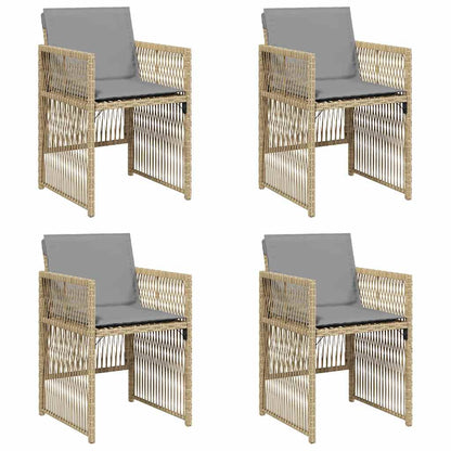 vidaXL Gartenstühle mit Kissen 4 Stk. Beigemischung Poly Rattan