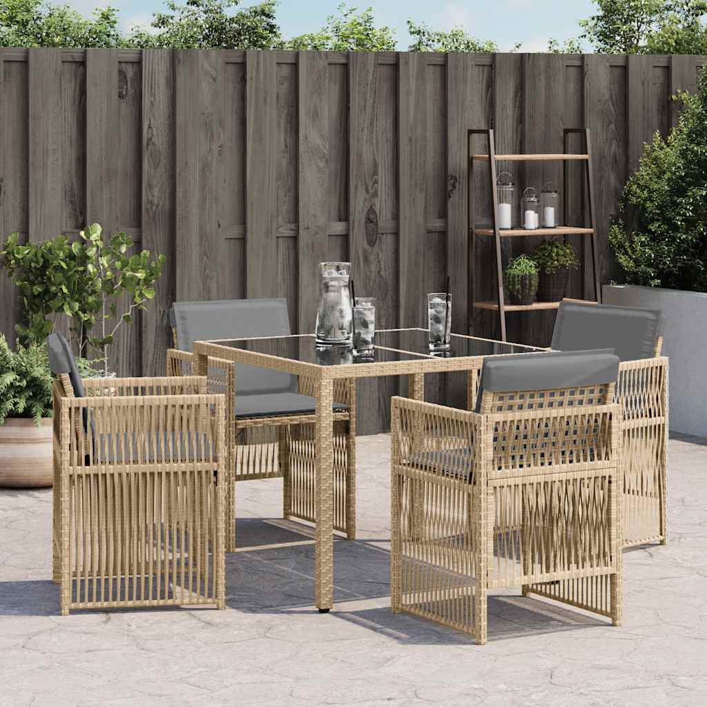vidaXL Gartenstühle mit Kissen 4 Stk. Beigemischung Poly Rattan