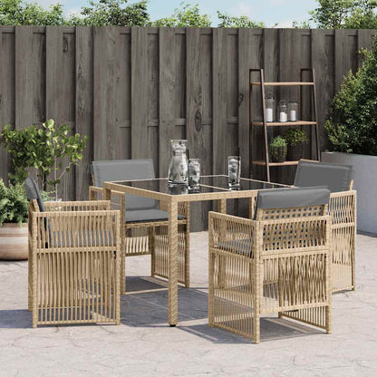 vidaXL Gartenstühle mit Kissen 4 Stk. Beigemischung Poly Rattan