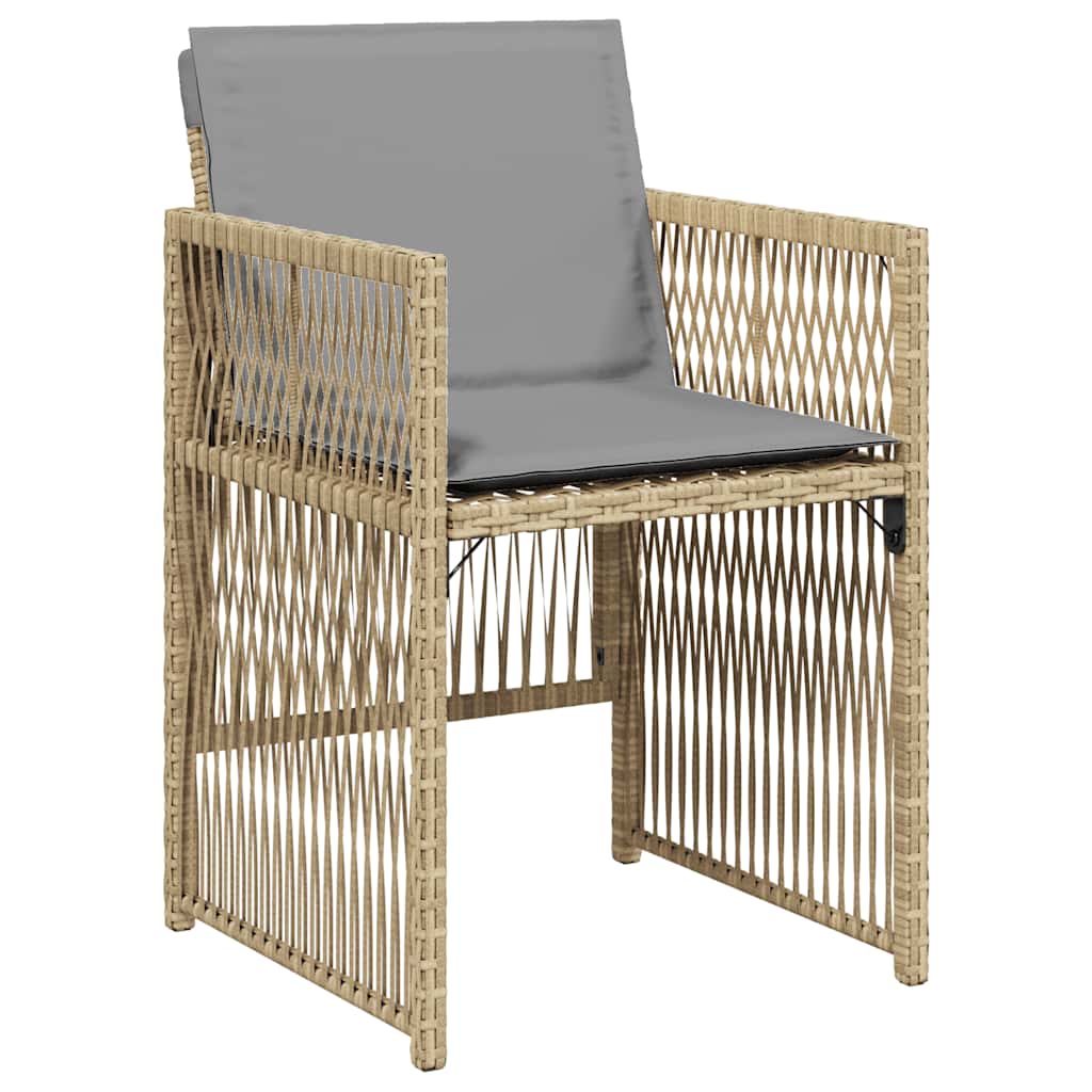 vidaXL Gartenstühle mit Kissen 4 Stk. Beigemischung Poly Rattan