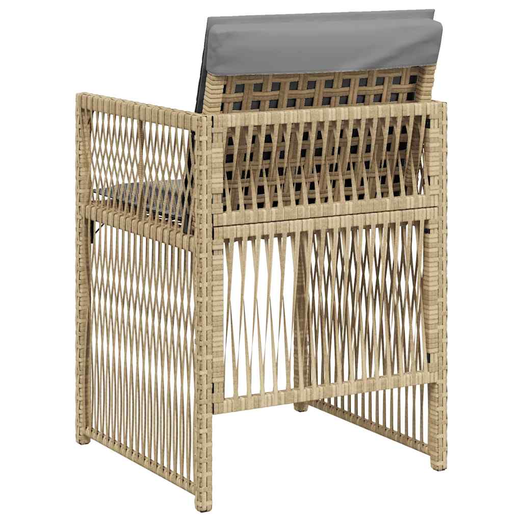 vidaXL Gartenstühle mit Kissen 4 Stk. Beigemischung Poly Rattan