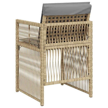 vidaXL Gartenstühle mit Kissen 4 Stk. Beigemischung Poly Rattan